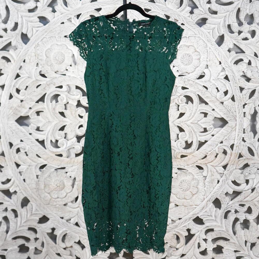 Merokeety Green Lace Midi Dress Women’s Small Cap Sleeve Cocktail Formal